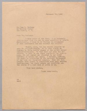 [Letter from I. H. Kempner to Max M. Warburg, February 24, 1944]