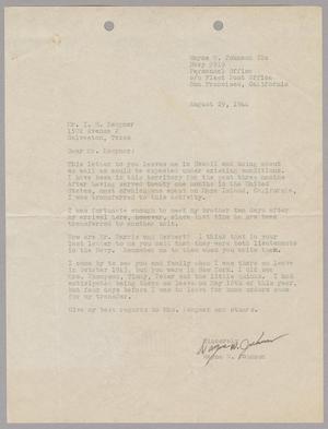 [Letter from Wayne W. Johnson to I. H. Kempner, August 29, 1944]