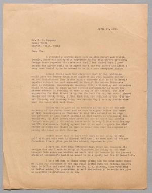 [Letter from D. W. Kempner to Isaac H. Kempner, April 17, 1944]