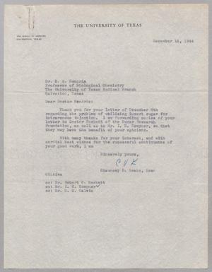 [Letter from Chauncey D. Leake to B. M. Hendrix, December 18, 1944]
