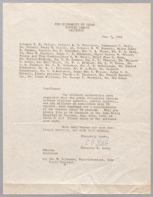 [Letter from Chauncey D. Leake to I. H. Kempner, June 7, 1944]