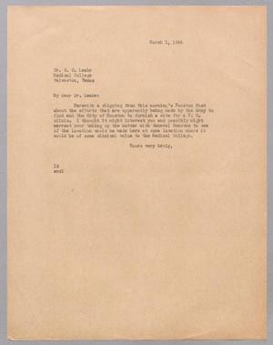 [Letter from I. H. Kempner to Dr. C. D. Leake, March 1, 1944]
