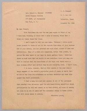 [Letter from I. H. Kempner to Sgt. Ernest A. Mantzel, December 21, 1944]