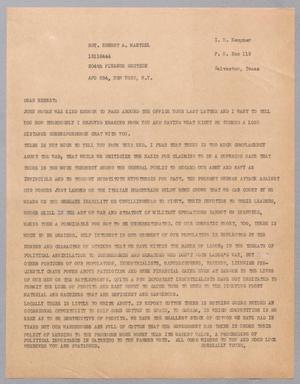 [Letter from I. H. Kempner to Sgt. Ernest A. Mantzel, 1944]