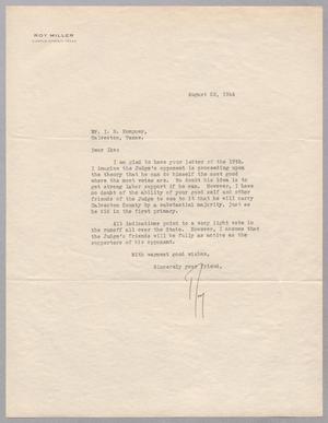[Letter from Roy Miller to I. H. Kempner, August 22, 1944]