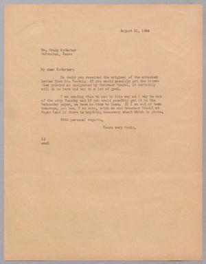 [Letter from I. H. Kempner to Grady McCarter, August 21, 1944]