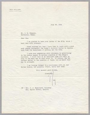 Primary view of object titled '[Letter from Roy Miller to I. H. Kempner, July 28, 1944]'.