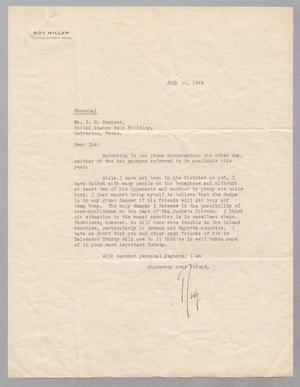 [Letter from Roy Miller to I. H. Kempner, July 10, 1944]