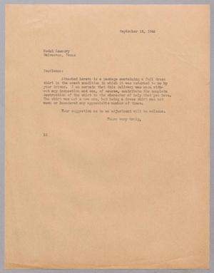 [Letter from I. H. Kempner to Model Laundry, September 16, 1944]