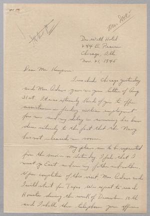 [Letter from E. P. Rolans to I. H. Kempner, November 21, 1945]