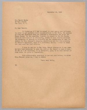 [Letter from Isaac H. Kempner to Harold Bache, September 24, 1945]