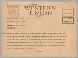 [Telegram from Isaac H. Kempner to Bache & Company, September 20, 1945]