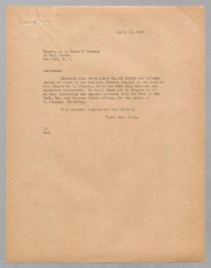 [Letter from Isaac H. Kempner to J. S. Bache & Company, April 12, 1945]