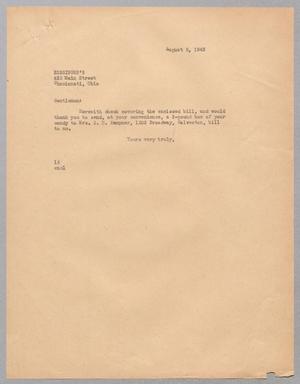 Primary view of object titled '[Letter from Isaac H. Kempner to Bissinger's, August 5, 1943]'.