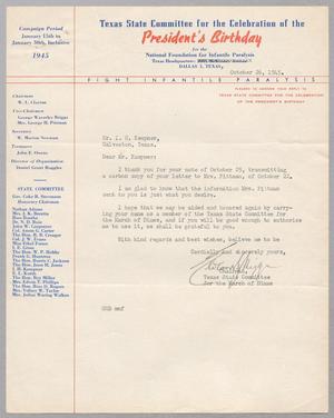 [Letter from George Waverley Briggs to I. H. Kempner, October 26, 1945]