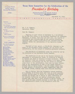 [Letter from George Waverley Briggs to I. H. Kempner, September 19, 1945]