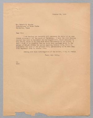 [Letter from Isaac H. Kempner to Robert C. Chuoke, October 24, 1945]