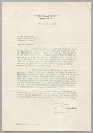 [Letter from A. F. Carter to I. H. Kempner, September 27, 1945]