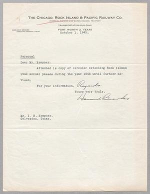[Letter from Howard Brooks to I. H. Kempner, October 1, 1945]
