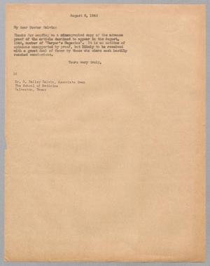 [Letter from I. H. Kempner to Dr. D. Bailey Calvin, August 6, 1945]