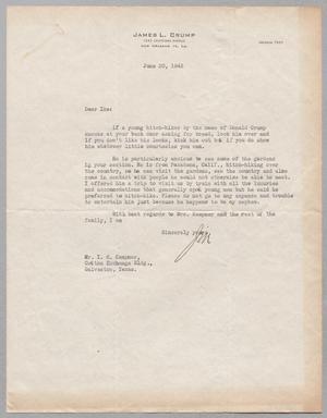 [Letter from James L. Crump to Isaac H. Kempner, June 20, 1945]