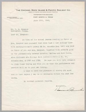 [Letter from Howard Brooks to I. H. Kempner, June 19, 1945]