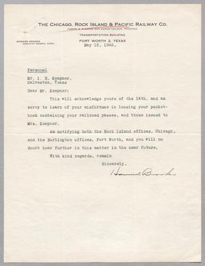 [Letter from Howard Brooks to I. H. Kempner, May 15, 1945]
