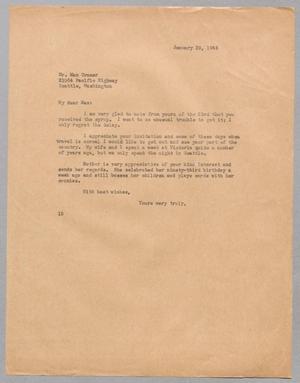 [Letter from I. H. Kempner to Max Cramer, January 29, 1945]