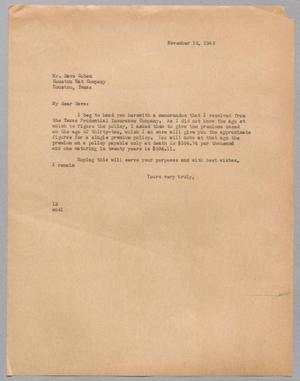 [Letter from I. H. Kempner to Dave Cohen, November 15, 1945]