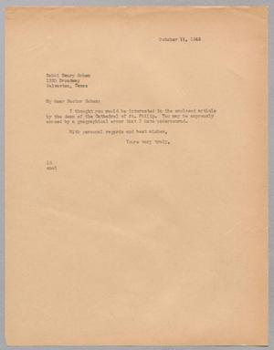[Letter from I. H. Kempner to Rabbi Henry Cohen, October 18, 1945]