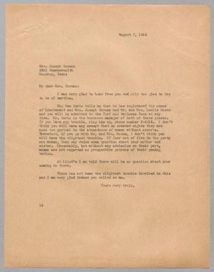 [Letter from I. H. Kempner to Rika Corman, August 7, 1945]