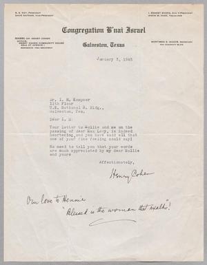 [Letter from Dr. Henry Cohen to I. H. Kempner, January 3, 1945]