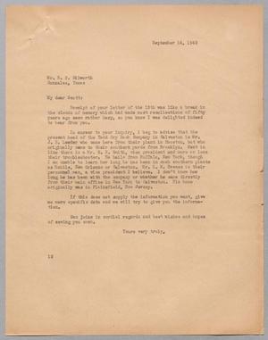 Primary view of object titled '[Letter from I. H. Kempner to R. S. Dilworth, September 14, 1945]'.