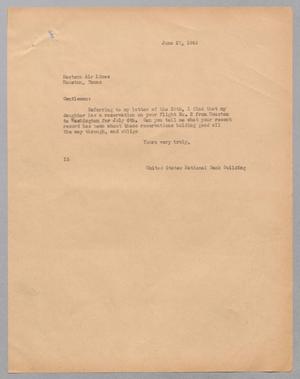 [Letter from Isaac H. Kempner to Eastern Air Lines, June 27, 1945]