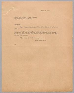 [Letter from I. H. Kempner to Evangeline Pepper & Food Products, June 19, 1945]