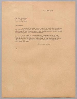 [Letter from I. H. Kempner to The Committee, March 22, 1945]