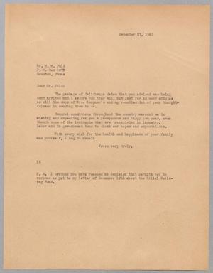 [Letter from I. H. Kempner to M. M. Feld, December 27, 1945]