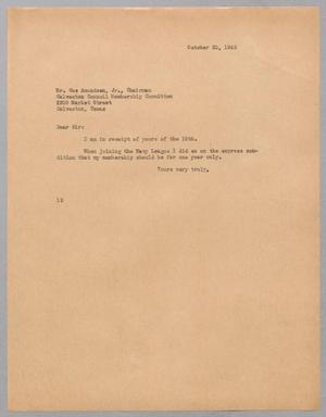 [Letter from I. H. Kempner to Gus Amundsen, Jr., October 20, 1945]