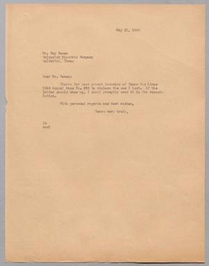 [Letter from Isaac H. Kempner to Ray Bowen, May 21, 1945]
