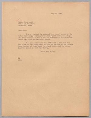 Primary view of object titled '[Letter from I. H. Kempner to Police Department, May 15, 1945]'.