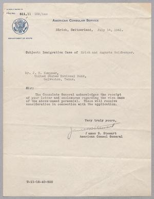 Primary view of object titled '[Letter from James B. Stewart to J. H. Kempner, July 18, 1941]'.