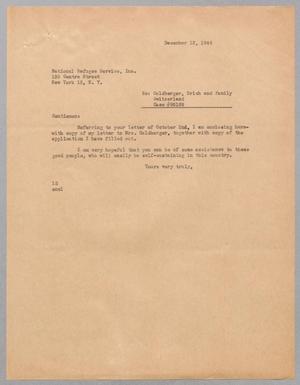 Primary view of object titled '[Letter from I. H. Kempner to National Refugee Service, Inc., December 12, 1945]'.