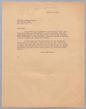 [Letter from I. H. Kempner to the National Refugee Service, April 17, 1945 #1]