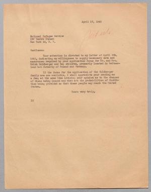 [Letter from I. H. Kempner to the National Refugee Service, April 17, 1945 #2]