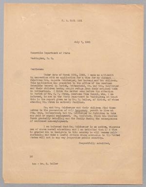 [Letter from I. H. Kempner to U. S. Department of State, July 7, 1941]