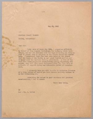 [Letter from I. H. Kempner to the American Consul General, May 23, 1941]
