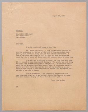 [Letter from I. H. Kempner to Erich Goldberger, August 24, 1940]