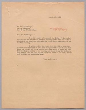 [Letter from I. H. Kempner to Eric Goldberger, April 24, 1939]
