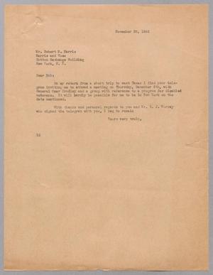 [Letter from I. H. Kempner to Robert M. Harris, November 30, 1945]