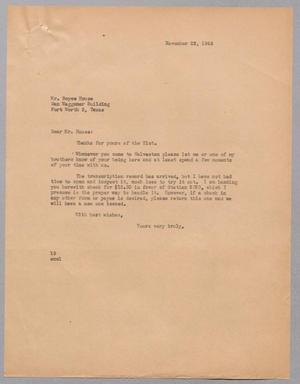 [Letter from I. H. Kempner to Boyce House, November 23, 1945]